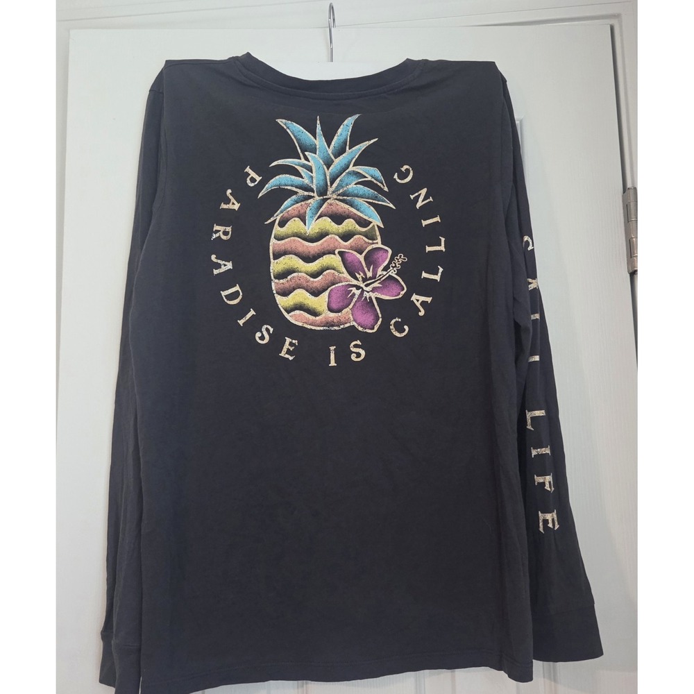 Salt Life Womens Small Navy Long Sleeve Pineapple Graphic Tee SL1150 Surf Shirt